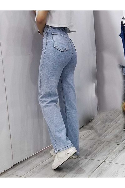 DRC trend Summer 90's Blue Snow Wash Power Lycra Blugi largi cu talie super înaltă Palazzo