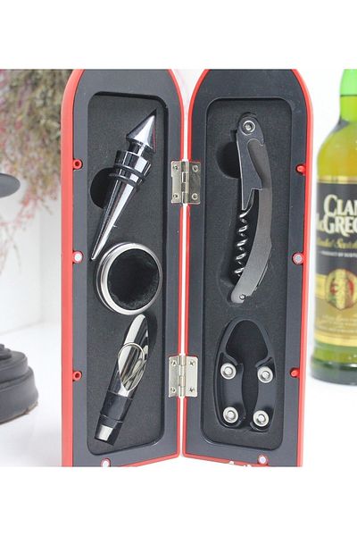 hediye sandalı Red Large Size Bottle Corkscrew Set