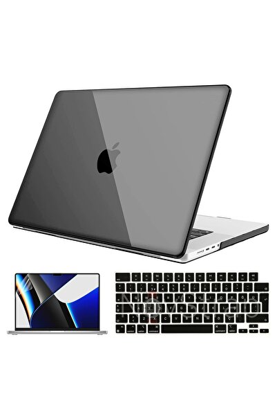 NovStrap Macbook Pro 2021 M1 16.2 Inc A2485 Uyumlu Parlak Kılıf + Siyah Klavy...