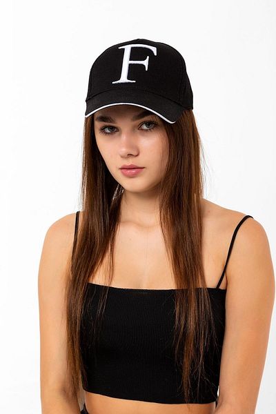Saria Moda Black Cap with Letter F