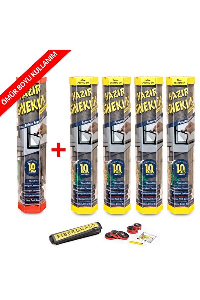 100% Turkish Design Hazır Sineklik 4 Pencere + 1 Kapı | 5 Li Paket