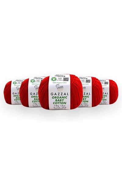 Gazzal Organic Baby Cotton 50 Gr Pack of 5 100% Organic Cotton Hand Knitting Yarn Taka Yarn (432 Obc)