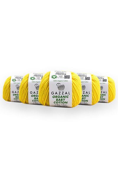 Gazzal Organic Baby Cotton 50 Gr Pack of 5 100% Organic Cotton Hand Knitting Yarn Taka Yarn (420 Obc)