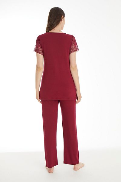 Miss Dünya Lissa Claret Red Lace Maternity and Pregnant Pajamas Set