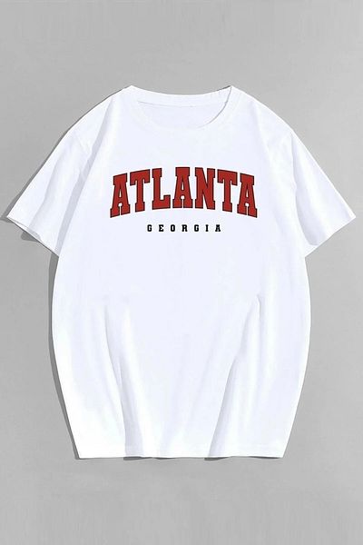 MODAGEN Μπλουζάκι Unisex White Atlanta με στάμπα Oversize