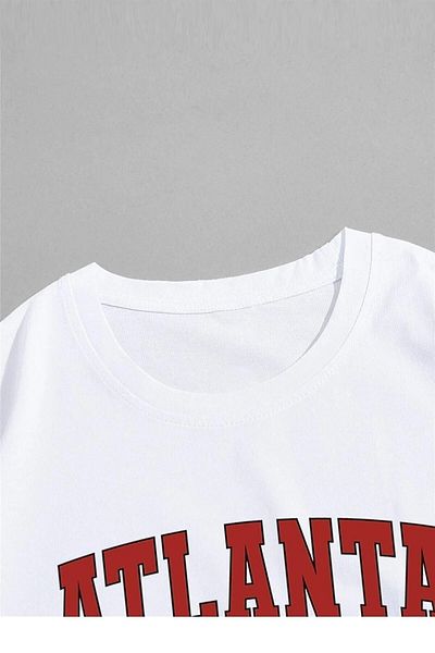 MODAGEN Μπλουζάκι Unisex White Atlanta με στάμπα Oversize