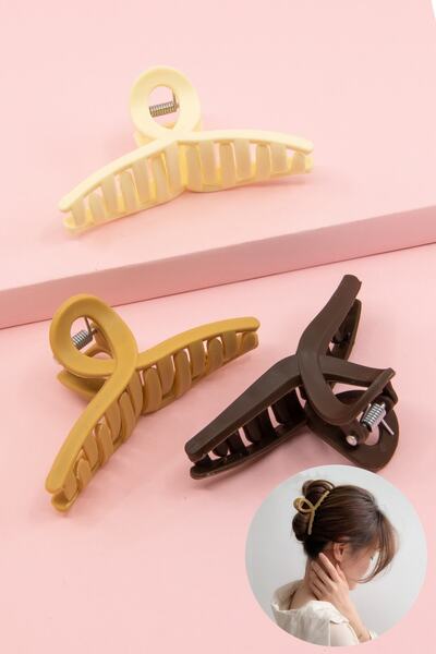 C&E Design Γυναικείο σετ αγκράφες με φιόγκο καφέ 3 τεμαχίων