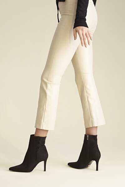 AYAKKABI PRENSİ Darker Black Suede 8 cm Women's Boots & Bootie, High Heels Suede