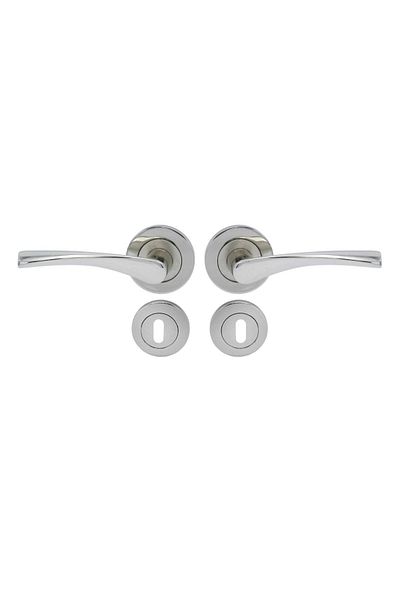 ARON Brawo Mali Round Rosette (BATHROOM - WC) Latched Door Handle Nickel Satin