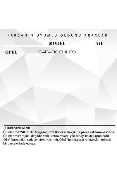 ALPHA AUTO PART Radio Button for Opel Philips Car400