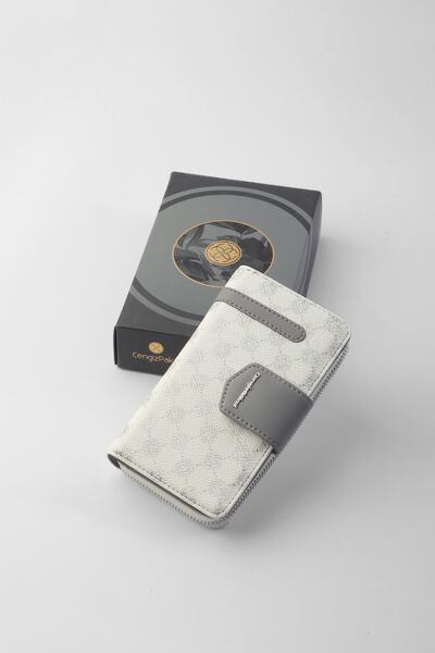 CENGİZ PAKEL Monogram Kadın Orta Boy Cüzdan 65256mp Beyaz