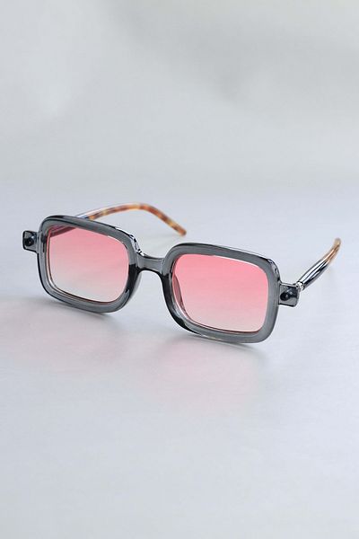 LOOKUP Sunglasses Unisex Bone Vintage Retro Pink Glass Smoke Frame Patterned Handle Uv400 Protected