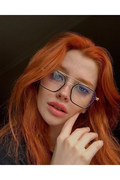 LOOKUP Sunglasses Unisex Bone Vintage Retro Transparent Glass Gold Frame Uv400 Protected