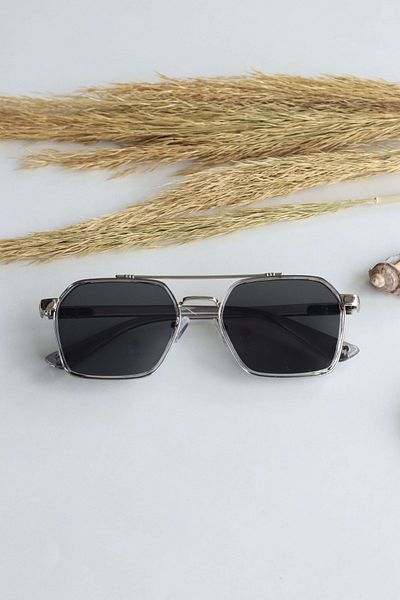 LOOKUP Sunglasses Unisex Bone Vintage Black Glass Metal Frame Uv400 Protected