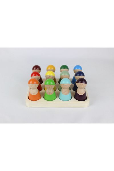 aliwooden 12 Li Waldorf Rainbow People Figures