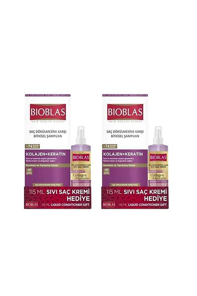 Bioblas Keratin Collagen Shampoo and Liquid Conditioner - 360Ml+115Ml Gift X 2 Pieces