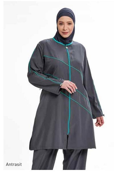 Adasea Maresiva 0591 Anthracite Ολόσωμο Μαγιό Hijab Oversize