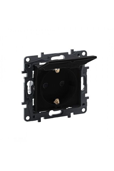 Legrand Raventi Series Covered Grounded Socket 16a Black