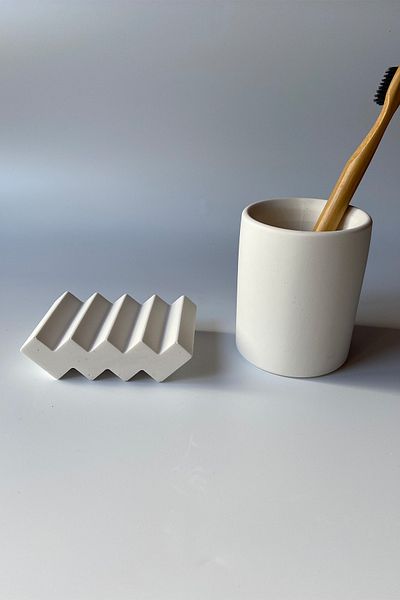 sin istanbul Σετ θήκης οδοντόβουρτσας και σαπουνιού Concrete White