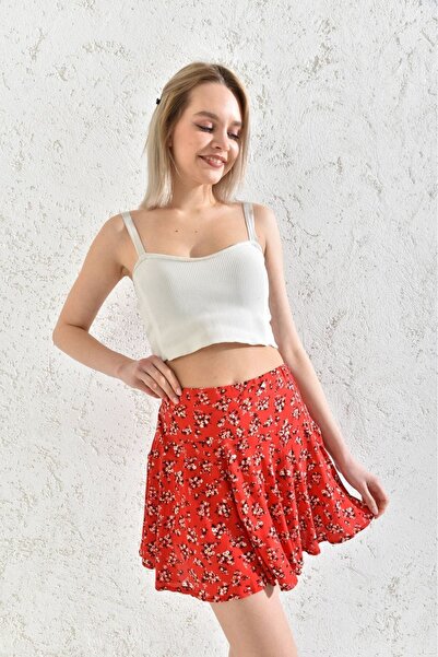 Everest Fusta 100% țesută din viscoză elastică imprimată cu pantaloni scurți