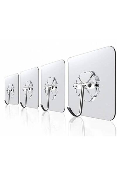 epazzar 10 Adet Şeffaf Güçlü Kendinden Yapışkanlı Kapı Duvar Askısı Tekli Kanca