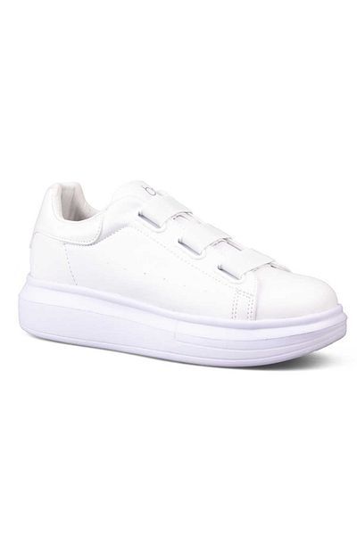 TRENDYSHOES Λευκό - Trendyshose Bstf 146 Skin Άνετα φορητά αθλητικά παπούτσια με ελαστική λεπτομέρεια μπροστά