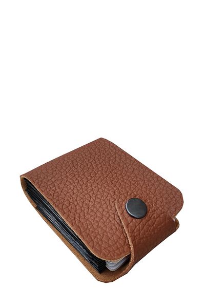 Kemer Dünyası Unisex 10 Compartment New Small Mold Accordion Tan Leather Credit Card Holder Wallet
