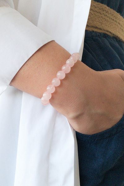 Lalibo Unisex Natural Stone Bracelet Pink Quartz 4 And 5Chakra, Love Stone