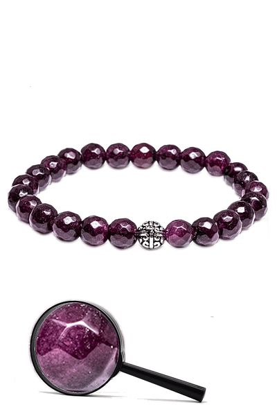 Tesbih Atölyesi Certified Silver Apparatus Faceted Natural Lal Garnet Garnet Stone Bracelet