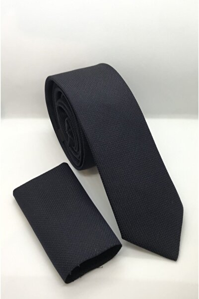 Botti Kravat Koyu Lacivert Slim Armürlü Kravat