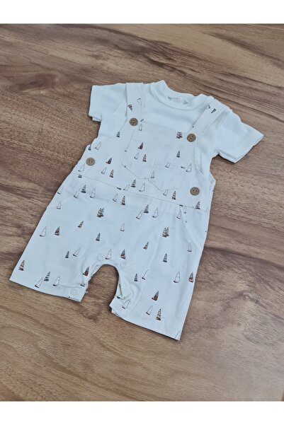 Ersin Baby Yelken Desenli Askılı Kısa Paça, Kısa Kollu Badili Salopet