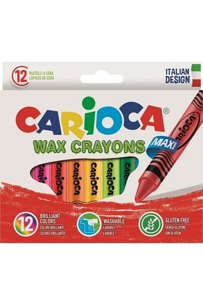 CARIOCA Jumbo Triangle Non-Polluting Washable Pastel Crayons 12 Colors