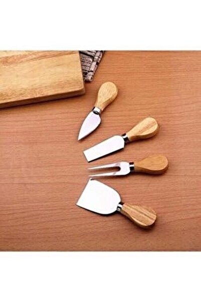 Genel Markalar Bambu Saplı 4'lü Peynir Servis Seti - Kesme Aparat Seti