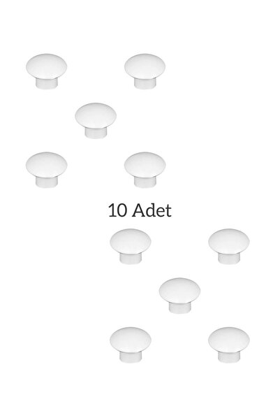 ARON Sedef Düğme Kulp Parlak Beyaz Çekmece Mobılya Dolap Kulbu (10 ADET)