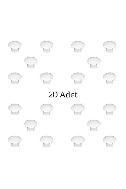 ARON Sedef Düğme Kulp Parlak Beyaz Çekmece Mobılya Dolap Kulbu (20 ADET)