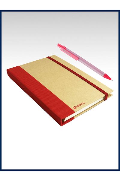 EGESTA Recycled Colored Adhesive Note Holder + Memo Pad (with Ballpoint Pen) - Red