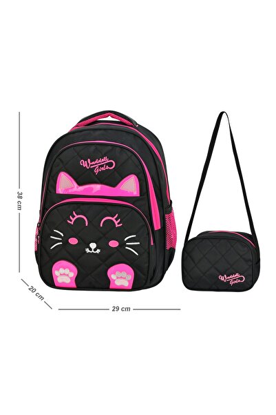 Waddell Licensed Quilted Cat Patterned Primary School Backpack and Lunchbox