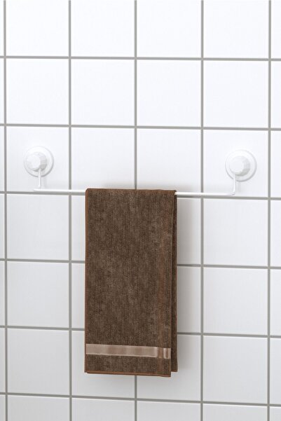 Teknotel White Long Towel Holder Drill - Vacuum, No Punching Screws! Dm260