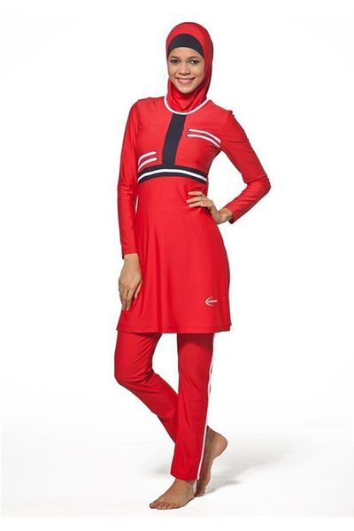 Adasea 0015 Κόκκινο Ολόσωμο Μαγιό Hijab Full Lycra