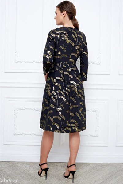 Faberlic Φόρεμα με μοτίβο μαύρο ζακάρ Μέγεθος 34