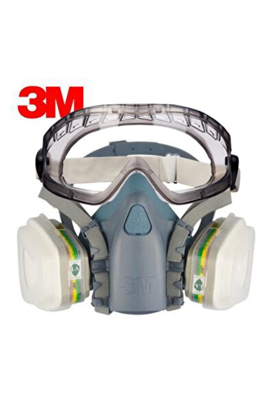 3M 7502 Büyük Boy Yarım Yüz Maskesi Ve 2890 Gözlük Filtre Takımı