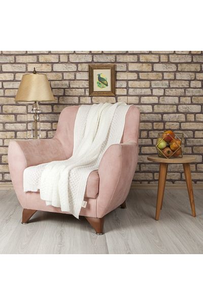 Betires Home Ecru Knitted Sofa Shawl