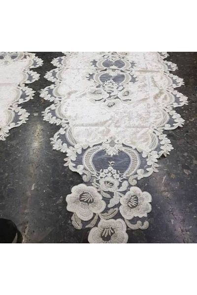 Firuze Yeniii 5 Piece Cappuchino Velvet French Laced Living Room Set