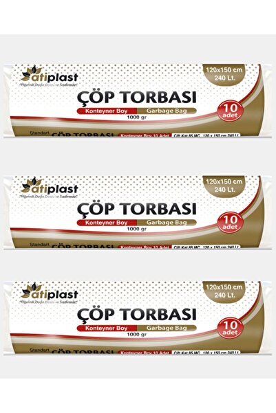 ATİPLAST Container Size Garbage Bag 120x150 1000 Grams (10 Pieces X 3 Rolls)