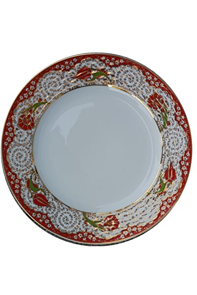 Armada Çini Armada Cini Prt 54 25 Cm Kırmızı Altın Yaldızlı Lale Karanfil Por...