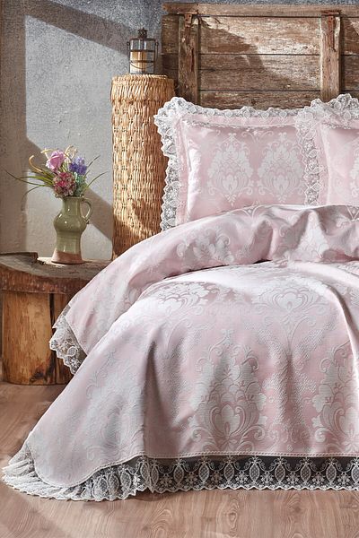 BİRHOME Begonia Lace Bedspread (Powder)