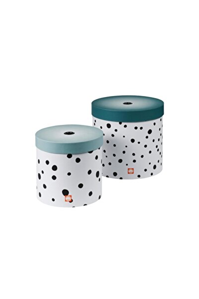 2'li Happy Dots Silindir Saklama Kutusu Mavi