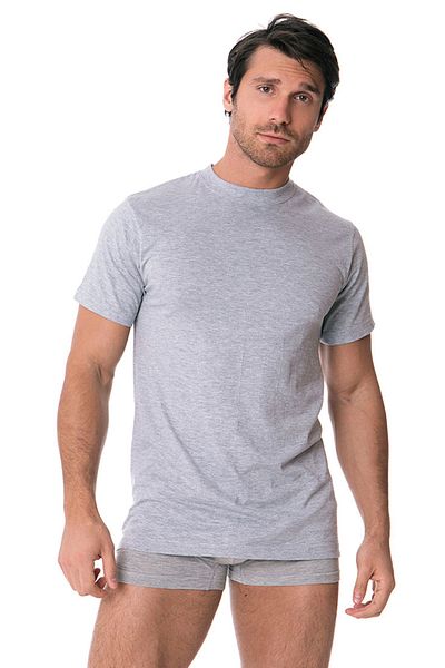 DOREA 2 Pieces 100% Cotton Gray Melange Single Jersey O Collar Undershirt