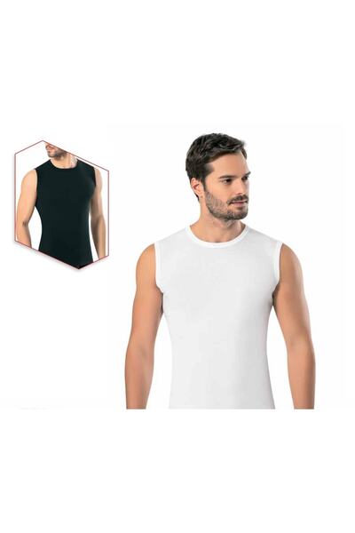 Erdem Erkek Beyaz Ribana Kolsuz Kapalı Yaka 3'lü