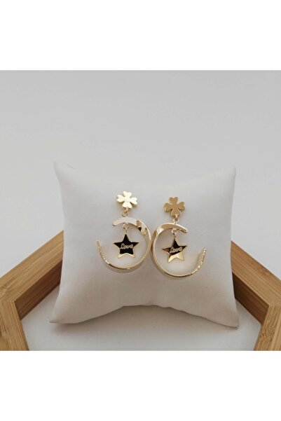 MODAMUGO Metal Ay Yıldız, Yonca, Love Küpe - Gold